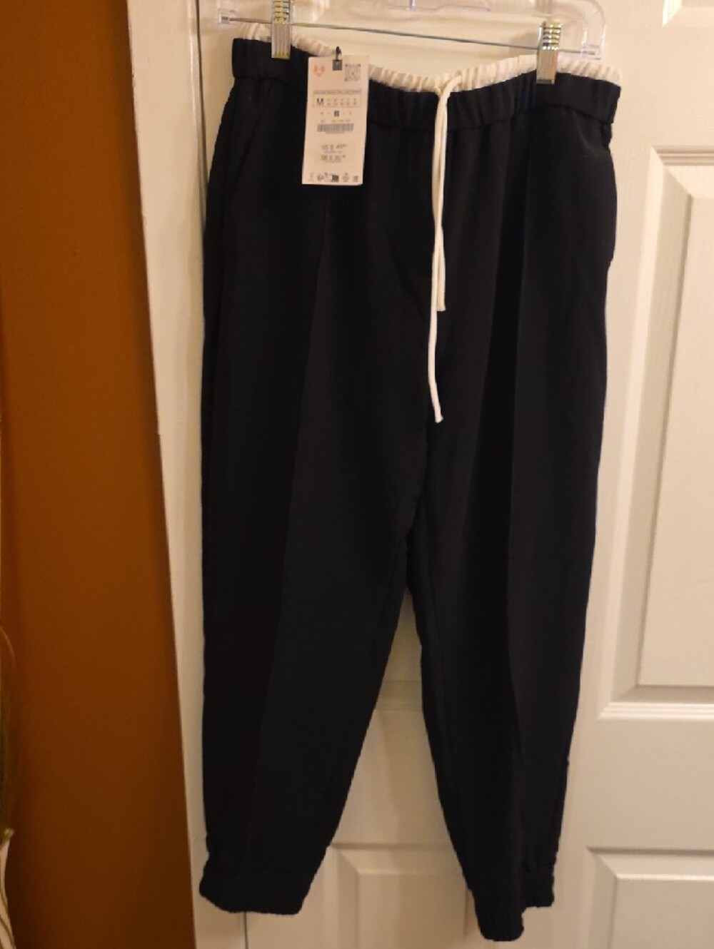 ZARA Navy Jogger Sweatpants with White Drawstring - Picture 7 of 9